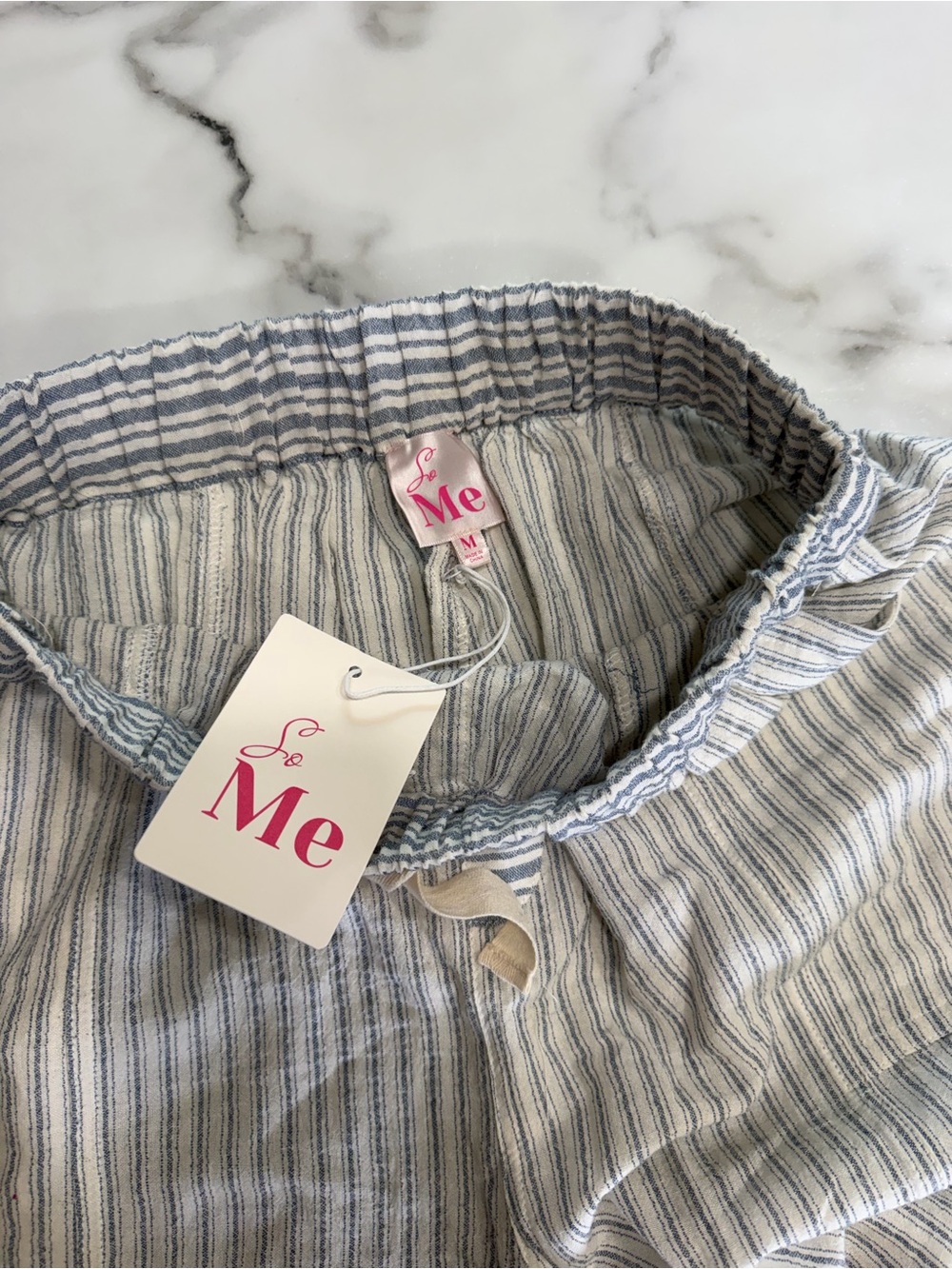 ME Makeover Essentials Light Gray & White Striped Joggers - Picture 4 of 4